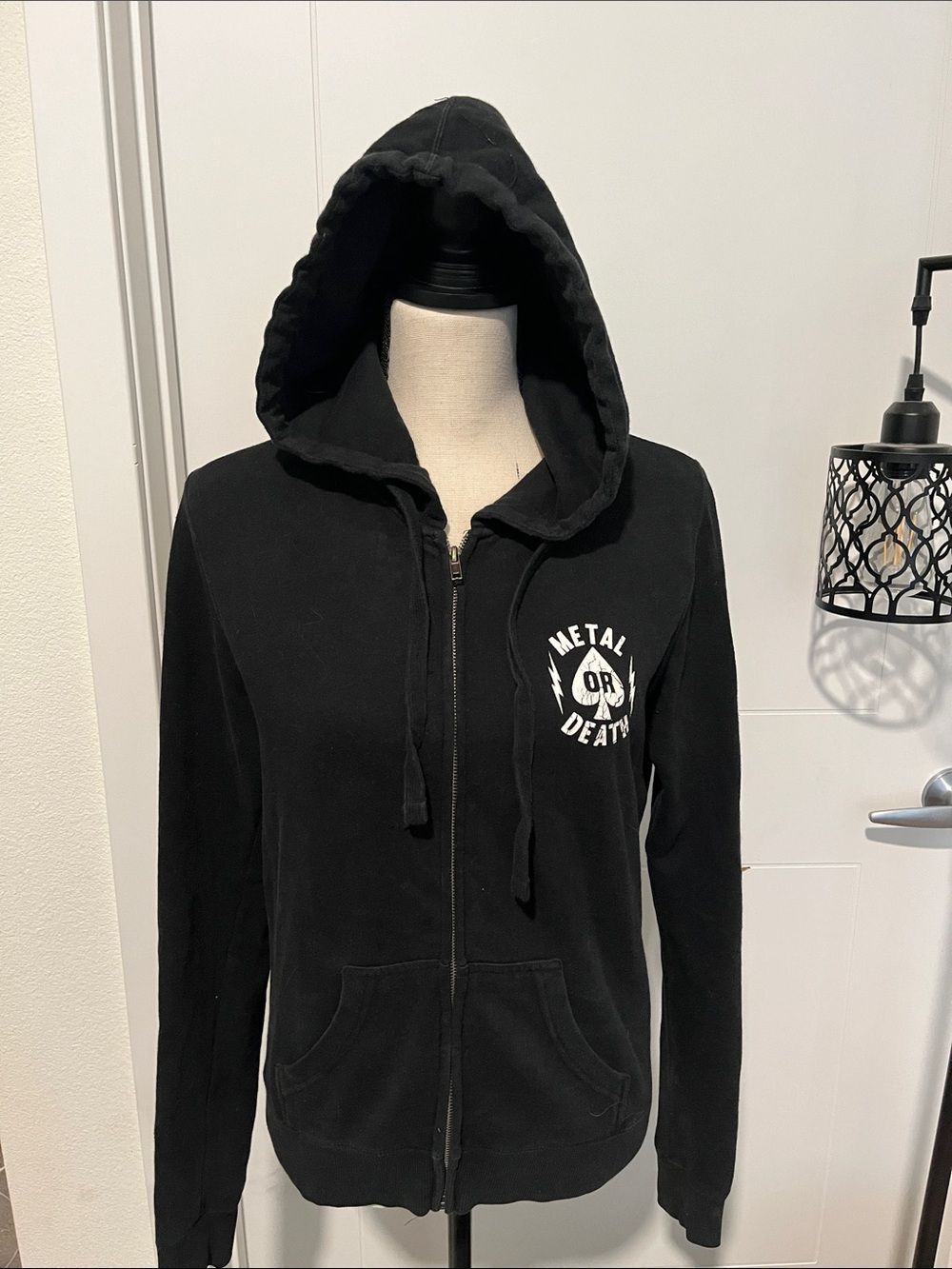 Metal Mulisha Metal Or Death Black White Spade Wings Graphic Hoodie Sweatshirt